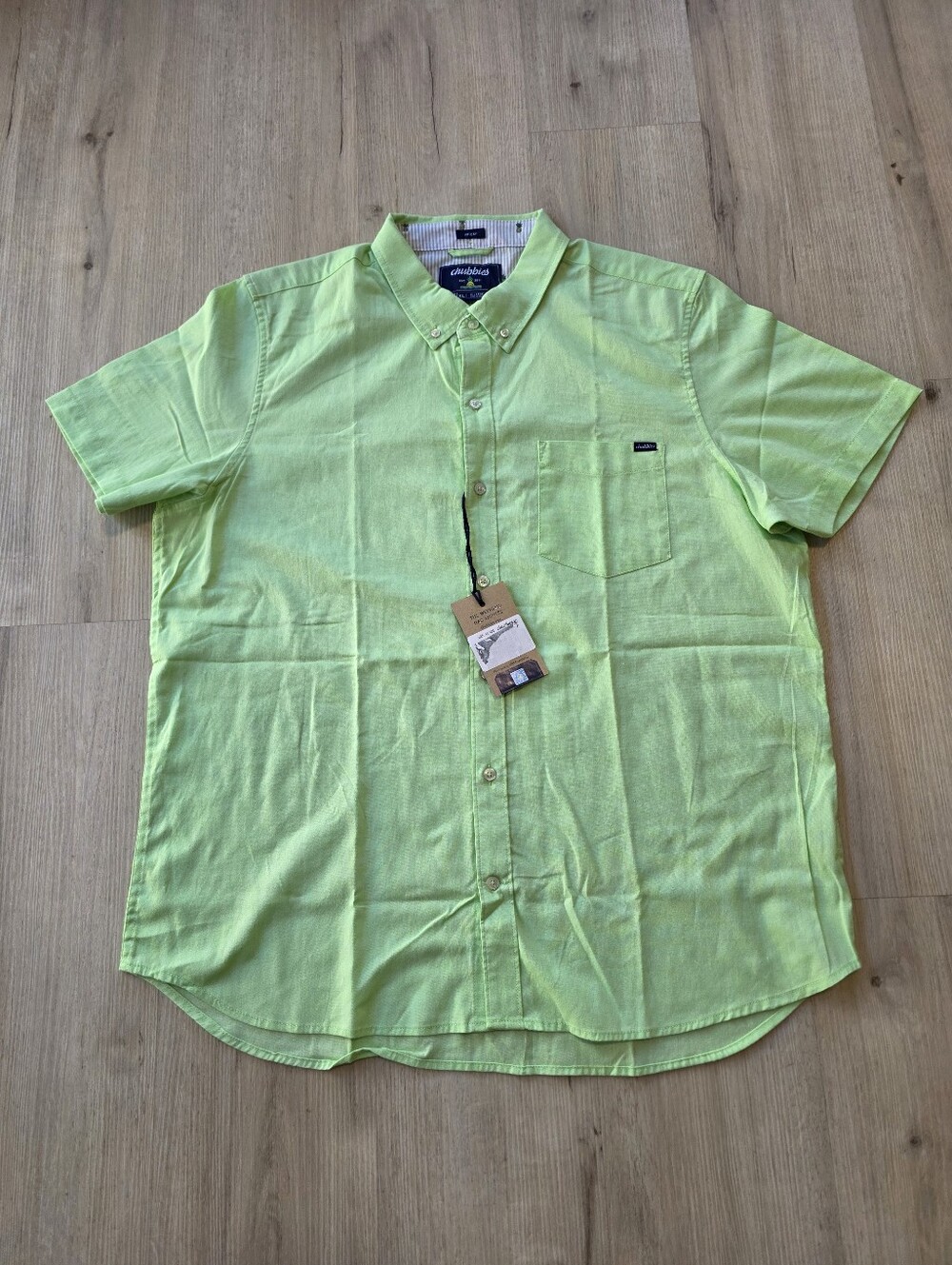 Chubbies Men's Friday Button Front Short Sleeve Size XL Green